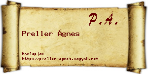 Preller Ágnes névjegykártya